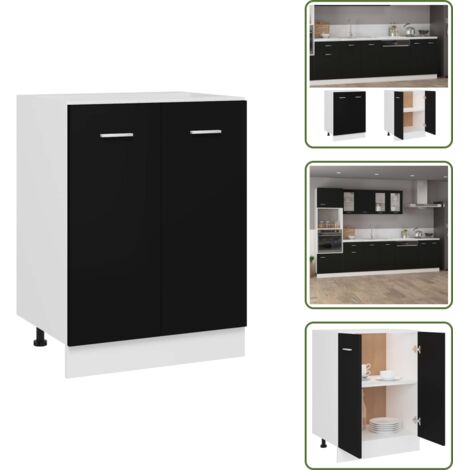The Living Store Armadio Inferiore “Lyon” Nero 60x46x81,5 cm - Armadio cucina