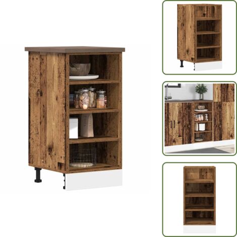 The Living Store Armadio Inferiore “Riga” Legno Antico 40x44,5x81,5 cm - Armadio inferiore