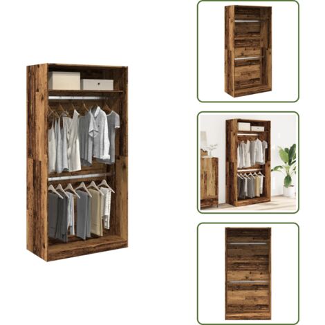 The Living Store Armadio Legno Antico 100x50x200 cm in Legno Multistrato - Armadio antico
