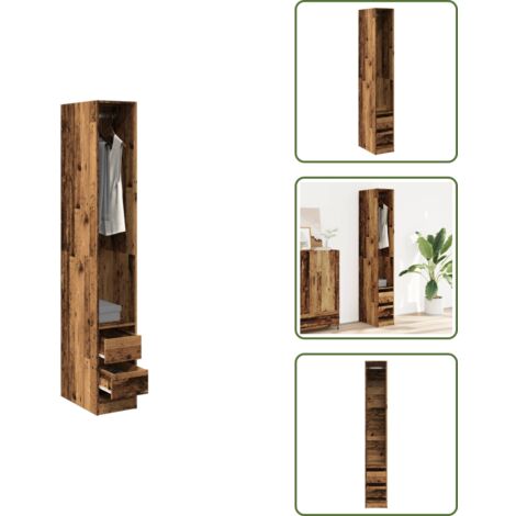 The Living Store Armadio Legno Antico 30x50x200 cm in Legno Multistrato - Armadio da ingresso