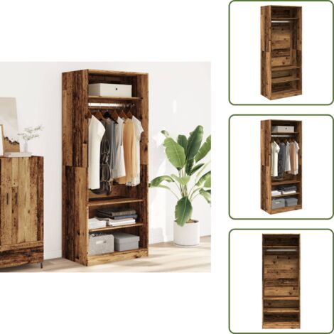 The Living Store Armadio Legno Antico 80x50x200 cm in Legno Multistrato - Armadio antico