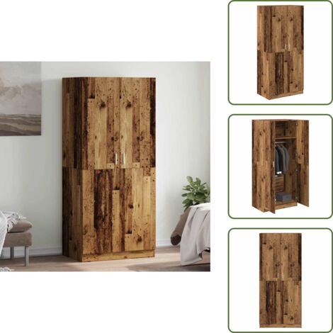 The Living Store Armadio Legno Antico 90x52x200 cm in Truciolato - Armadio in truciolato