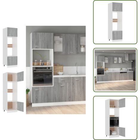 The Living Store Armadio Microonde “Lyon” Grigio Sonoma 60x57x207 cm - Armadio cucina