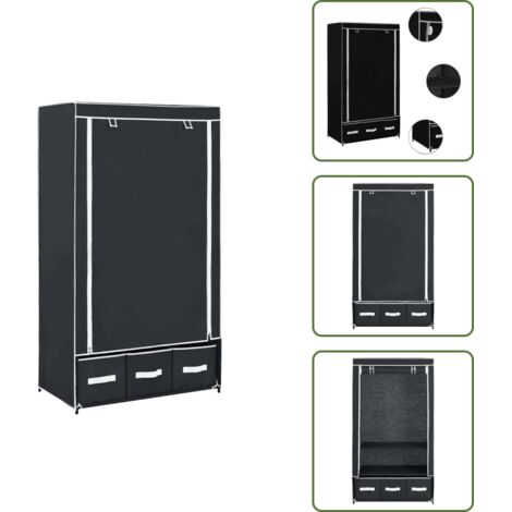 The Living Store Armadio Nero 87x49x159 cm in Tessuto - Armadio per seminterrato