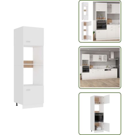 The Living Store Armadio per Microonde “Lyon” Bianco 60x57x207 cm - Armadio cucina