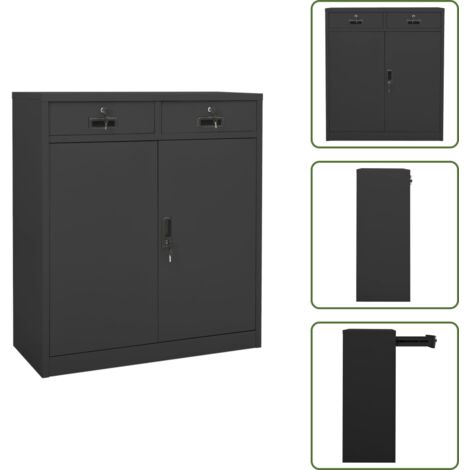 The Living Store Armadio per Ufficio Antracite 90x40x102 cm in Acciaio - Armadio in acciaio