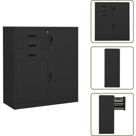 The Living Store Armadio per Ufficio Antracite 90x40x102 cm in Acciaio - Armadio in acciaio