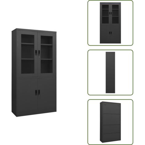 The Living Store Armadio per Ufficio Antracite 90x40x180 cm in Acciaio - Armadio per ufficio