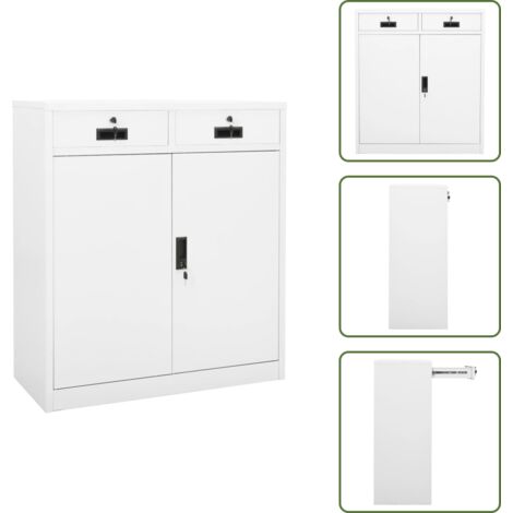 The Living Store Armadio per Ufficio Bianco 90x40x102 cm in Acciaio - Armadio in acciaio
