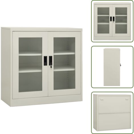 The Living Store Armadio per Ufficio Grigio Chiaro 90x40x90 cm in Acciaio - Armadio per ufficio