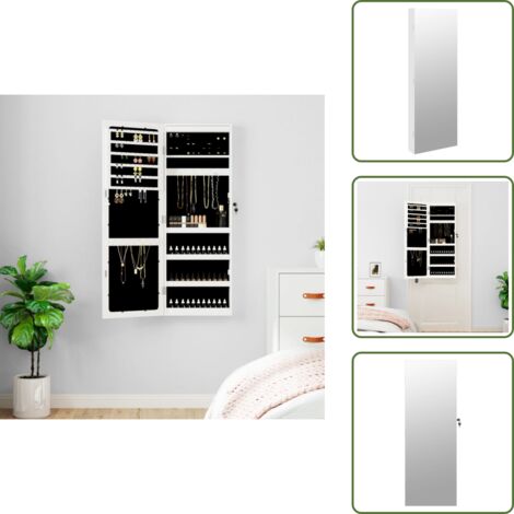 The Living Store Armadio Portagioie a Specchio con Luci LED a Parete Bianco - Armadio portagioie