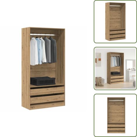 The Living Store Armadio Rovere Artigianale 100x50x200 cm in Legno Multistrato - Armadio rovere artigianale