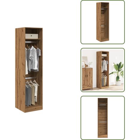The Living Store Armadio Rovere Artigianale 50x50x200 cm in Legno Multistrato - Armadio con scomparti