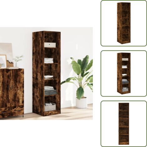 The Living Store Armadio Rovere Fumo 50x50x200 cm in Legno tecnico - Armadio per ingresso