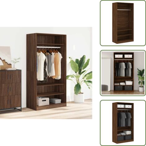 The Living Store Armadio Rovere Marrone 100x50x200 cm in Legno Multistrato - Armadio marrone