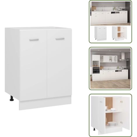 The Living Store Armario bajo "Lyon" blanco 60x46x81,5 cm madera de ingeniería - Armario cocina