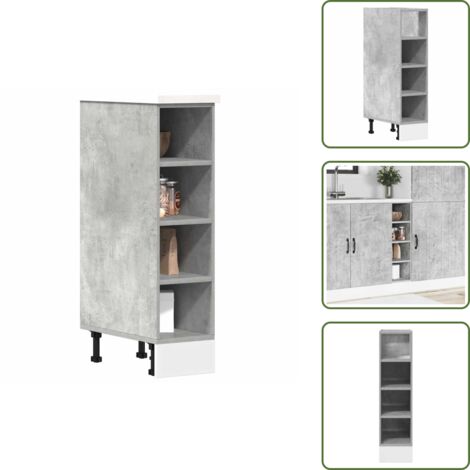 The Living Store Armario bajo "Riga" Gris Hormigón 20x44,5x81,5 cm Madera de ingeniería - Almacenamiento cocina