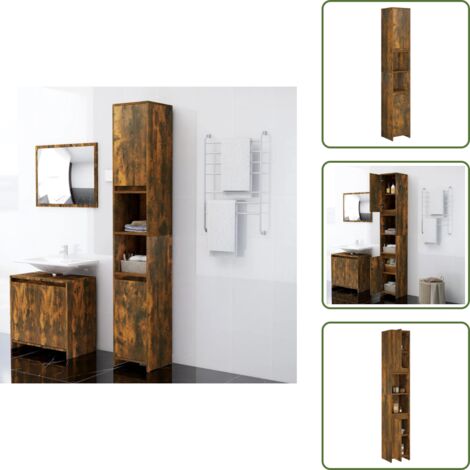 The Living Store Armario baño madera contrachapada roble ahumado 30x30x183,5cm - Armario de baño