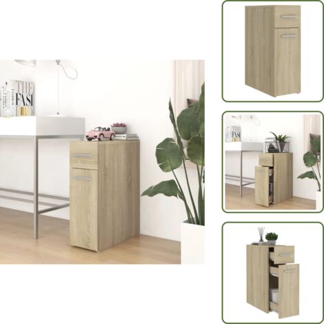 The Living Store Armario boticario madera contrachapada color roble 20x45,5x60cm - Armario de almacenamiento