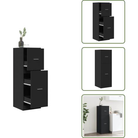 The Living Store Armario botiquín madera de ingeniería negro 40x41x118 cm - Armario de almacenamiento