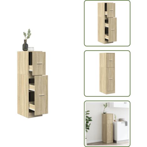 The Living Store Armario botiquín madera de ingeniería roble Sonoma 30x41x118 cm - Armario de almacenamiento