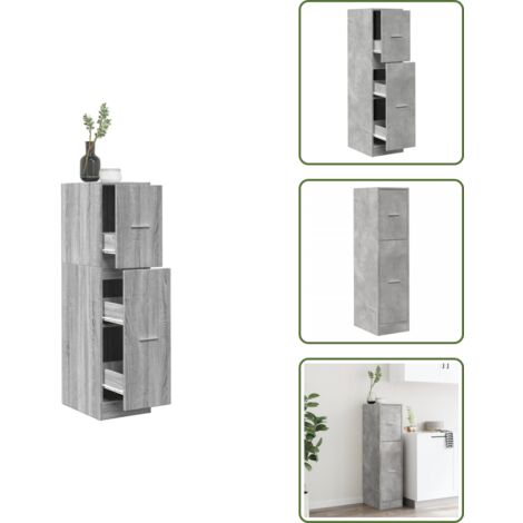 The Living Store Armario botiquín madera ingeniería gris hormigón 30x41x118 cm - Armario de almacenamiento