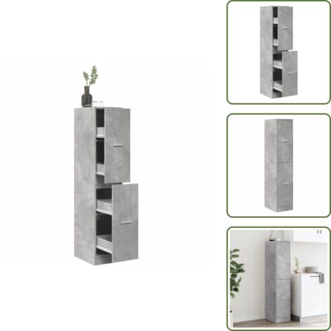 The Living Store Armario botiquín madera ingeniería gris hormigón 30x41x144,5 cm - Armario de almacenamiento