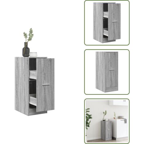 The Living Store Armario botiquín madera ingeniería gris Sonoma 30x41x77,5 cm - Armario de almacenamiento