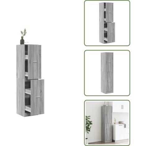 The Living Store Armario botiquín madera ingeniería gris Sonoma 40x41x174,5 cm - Armario de almacenamiento