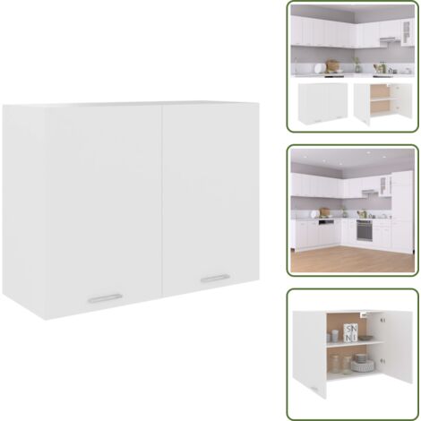 The Living Store Armario colgante "Lyon" de, blanco, 80 x 31 x 60 cm, madera de ingeniería - Armario cocina