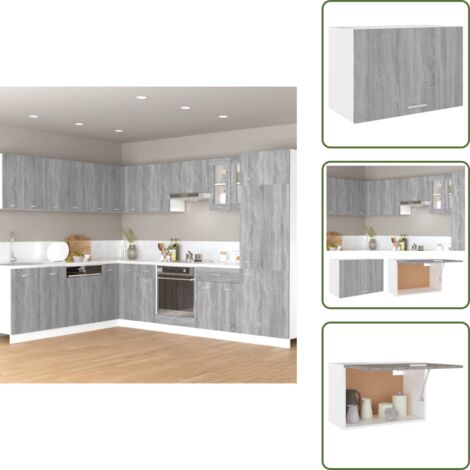The Living Store Armario colgante "Lyon" gris Sonoma 60x31x40 cm madera de ingeniería - Armario cocina gris