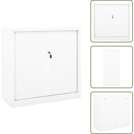 The Living Store Armario con puerta corredera blanca acero 90x40x90 cm - Armario de almacenamiento