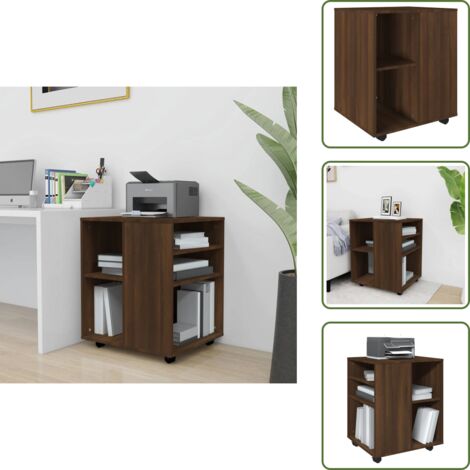 The Living Store Armario con ruedas madera contrachapada roble marrón 60x53x72cm - Armario de madera