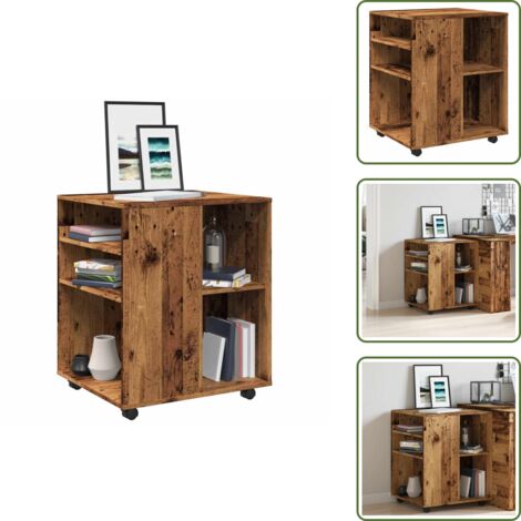 The Living Store Armario con ruedas madera de ingeniería envejecida 60x53x72 cm - Armario de madera