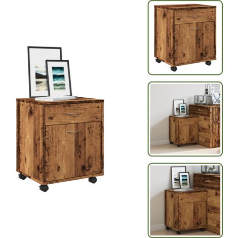 The Living Store Armario con ruedas madera ingeniería envejecida 45x38x54 cm - Armario con ruedas