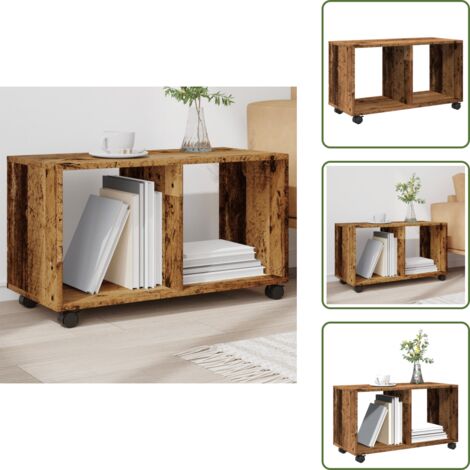 The Living Store Armario con ruedas madera ingeniería envejecida 72x33x42,5 cm - Armario con ruedas