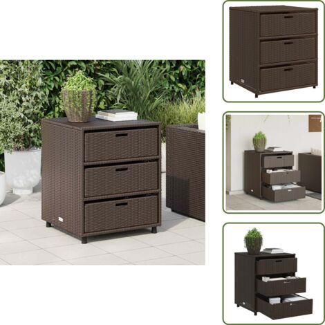The Living Store Armario de almacenaje de jardín ratán PE marrón 55x59x69 cm - Almacenamiento exterior