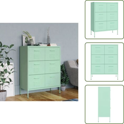 The Living Store Armario de almacenamiento acero mint 80x35x101,5 cm - Cajones de acero