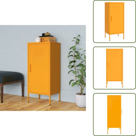 The Living Store Armario de almacenamiento acero mostaza 42,5x35x101,5 cm - Armario de acero