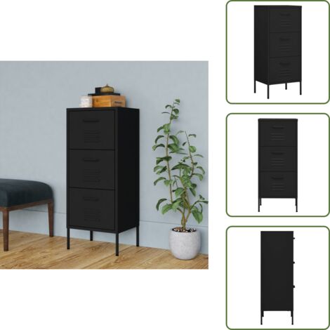 The Living Store Armario de almacenamiento acero negro 42,5x35x101,5 cm - Armario de acero