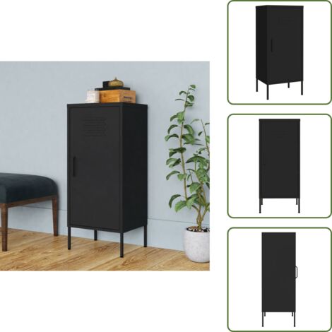 The Living Store Armario de almacenamiento acero negro 42,5x35x101,5 cm - Armario de acero