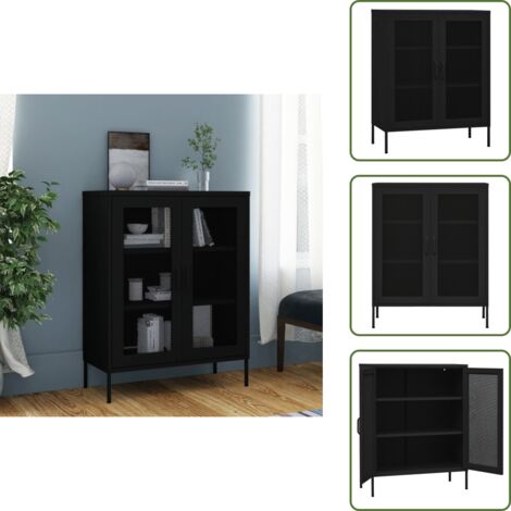 The Living Store Armario de almacenamiento acero negro 80x35x101,5 cm - Armario de acero
