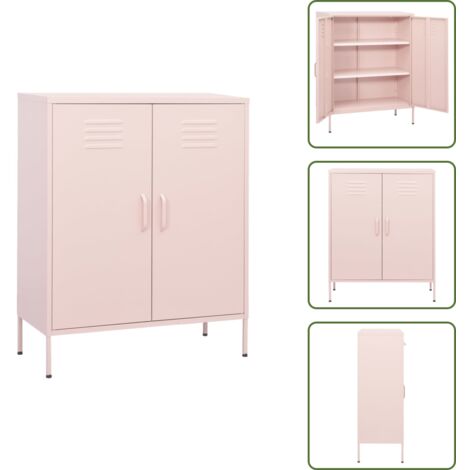 The Living Store Armario de almacenamiento acero rosa 80x35x101,5 cm - Armario lateral