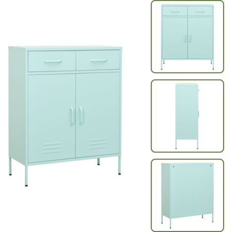 The Living Store Armario de almacenamiento acero verde mint 80x35x101,5 cm - Armario de acero