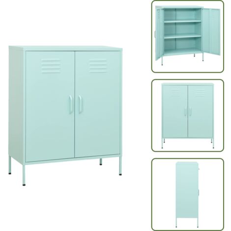 The Living Store Armario de almacenamiento acero verde mint 80x35x101,5 cm - Armario lateral