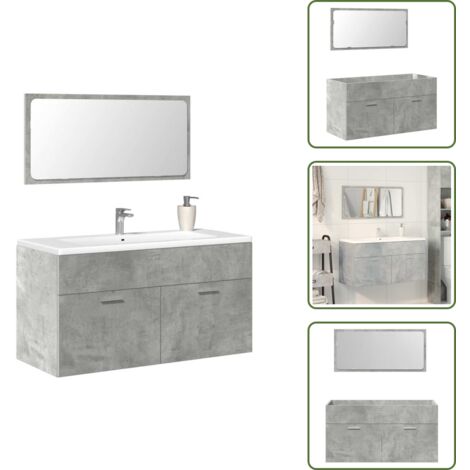 The Living Store Armario de baño con espejo madera de ingeniería gris hormigón - Armario con espejo