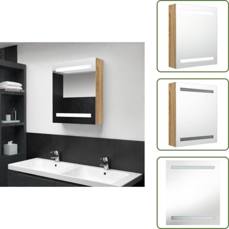 The Living Store Armario de baño con espejo roble 50x14x60 cm - Espejo de tocador