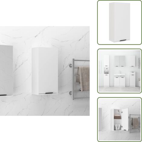 The Living Store Armario de baño de pared blanco 32x20x67 cm - Armario de pared