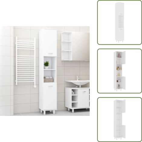 The Living Store Armario de baño madera contrachapada blanco 30x30x179 cm - Armario de baño madera