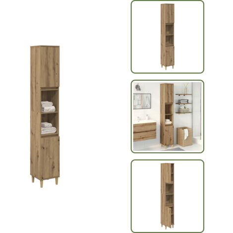 The Living Store Armario de baño madera contrachapada roble artisan 30x30x190 cm - Armario de baño madera contrachapada